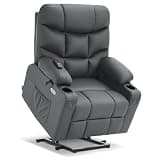 MCombo Power Lift Recliner Chair for Elderly, for Mom, Electric Lift Chair with Extended Footrest, USB Ports, Cup Holders, Faux Leather 7287 (Dark Grey, Medium)
