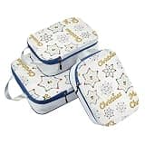 Stackable 3 Set Travel Packing Cubes For Suitcases 100% Polyester Space Saver Travel Bags, Merry Christmas White Snowflakes (3 Set)