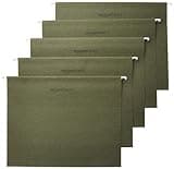 Amazon Basics Hanging File Folders with Adjustable Tabs, Sturdy Expandable Document Organizer, Letter Size 8.5x11 inch, Green, 25-Pack