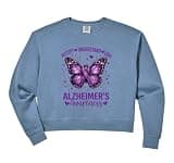 Womens Purple Squad Alzheimer Awareness Ribbon Support Team Comfort Colors Crop Sweatshirt