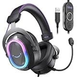 FIFINE Wired Gaming Headsets: 7.1 Surround Sound - Vibrant Customizable RGB - Game/Chat Balance, USB Gamer Headphones with Noise Canceling Microphone for PC, PS5/PS4, Laptop, Mac - AmpliGame H13BP