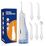 Water flossers for Teeth Pick, Portable Oral Irrigator Dental with 4 Modes 5 Jet Tips, IPX7 Rechargeable Water Tooth Flosser for Braces Sensitive Gum Care,300ml Tank for Home Travel Use