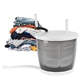 2-in-1 Manual Laundry Basket, Hand Crank Portable Washer, No Electric Spin Dryer, Suction Cup Base Mini Laundry Machine, 4.4Lbs Capacity for Camping Dorm Travel Light Grey