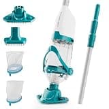 Hot Tub Vacuum, Pool Vacuum for Above Ground Pool with Telescopic Pole, 13.2 Gals/Min Powerful Suction, Handheld Pool Vacuum with 2 Brush Heads & 2 Filter Bags, 90Mins Runtime