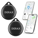 DERAX Dual System Air Tracker - (iOS and Android) Bluetooth Tracker for Keys, Luggage, 2 Pack