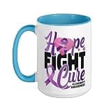 Alzheimer's Dementia Awareness Support Hope Fight Cure Ceramic Mug, Blue/White, 15oz