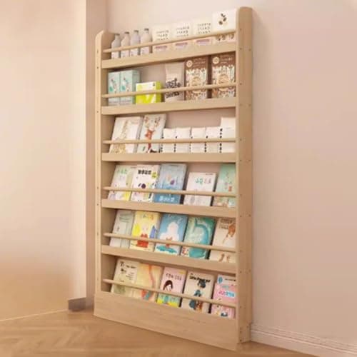Book Shelf For Wall Floor Bookshelf Wide 20/24/28/31/35/39/47inch Behind Door Organizer Book Display Floors 2-6 Bookcase Space Saving Anti Dumping Device For Bedroom, Living Room Schools(6Layers,90cm/