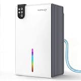 98 OZ Small Dehumidifier for Home 1000 Sq Ft, Quiet Dehumidifier with Drain Hose, Auto Shut-Off, Sleep Mode, 7-Color Light for Basement, Bedroom, Bathroom, Closet, RV (Grey White)