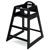 Wooden High Chair for Baby & Toddler – Restaurant-Style Stackable HighChair with Commercial Grade Solid Wood for Dining Table & Kitchen – Compact & Portable Design for Home & Restaurant Use - Black