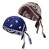 Paisley Cooling Headscarf Cap Set, Elastic Cycling Sports Cap, 2026 New Bandana Beanie Safety Helmet Liner (Navy+Coffee)