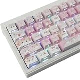 TYRIXKI PBT Keycaps - Side Printed Keycap Set,136 Keys Shine Through Meow Meow Squad Custom Cat Keycaps, Cherry Profile Keyboard Keycaps for Cherry MX Switches Mechanical Keyboards