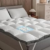 Rainmr Memory Foam Mattress Topper Full - 2000GSM Pillow Top Mattress Topper Full Size, Soft Plush Bed Pad for Pressure Relief & Back Support, White, Oeko-TEX Certified