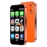 Mini Smartphone 3.0" HD Touchscreen - Unlocked Android Compact Mobile Phone for Kids & Students | Smallest Cell Phone for Travel Backup & Digital Detox | WiFi, GPS, Face ID, Dual SIM, 3G-Orange