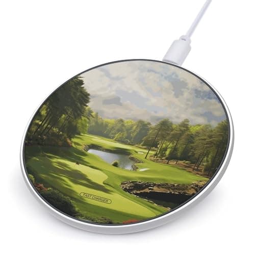 Golf Court Wireless Charger with Aluminum Alloy Frame Qi Certified Fast Wireless Charging Pad 10W Charging Station Portable Phone Charger for All Wireless Charging Phone