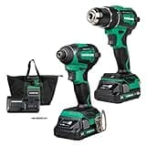 Metabo HPT 18V MultiVolt Cordless Brushless Driver Drill & Impact Driver Combo Kit, Power Tool Kit, 2 Lithium-Ion Metabo HPT Batteries and Charger, High Torque, Compact Lightweight Design, KC18DEXQB