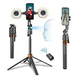 arbenlulu Face Tracking Tripod for iPhone,70" Tall Travel Phone Tripod Stand with Light,Remote and Gesture Control,Selfie Stick for Video Recording&TikTok Live Streaming&Content Creator