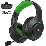 acer Wireless Gaming Headset for Xbox Series X|S & Xbox One, Bluetooth 5.4 Headphones with Noise Canceling Mic, 3D Surround Sound, 40H Battery, Compatible with PC, PS5, Switch, Mac - Black Green
