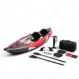 Inflatable 2-Person Kayak, Heavy Duty Reinforced PVC Mesh Kayak with High Pressure Drop Stitch Bottom, Aluminum Paddles Pump Carry Bag Repair Kit for Adults