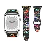 Colorful Paint Splatter Compatible With Apple Watch Band 38mm 40mm 42mm 44mm For Women Men, Soft Silicone Sport Iwatch Bands Replacement Strap Compatible For Iwatch Series 7 6 5 4 3 2 1 Se
