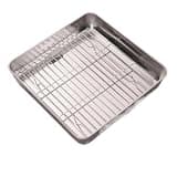 Square Air Fryer Accessories 304 Stainless Steel Airfryer Grill Rack And Oven Baking Pan Cooking Basket(Large oven pan)