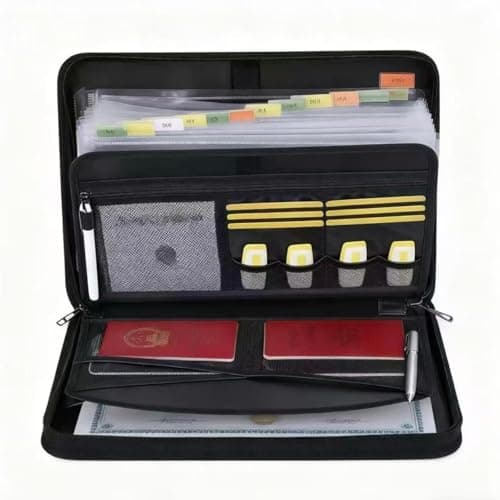 Waterproof and Fire-Resistant Document Case Foldable Accordion File Pouch Large-Capacity Document Storage Bag