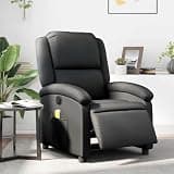 GHVBNMF Electric Massage Recliner Chair Black Real Leather Power Reclining Sofa with 6-Point Vibration and USB Port Ergonomic Padded Lounge Armchair for Living Room Office
