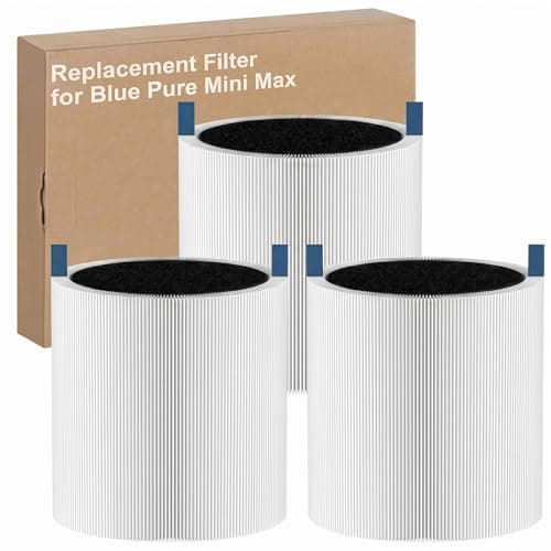 3-Pack Mini Max Replacement Filter, FMINI Filter Compatible with Blueair Blue Pure Mini Max Air Purifier, True H13 HEPA & Activated Carbon Air Filter