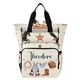 VELINTE Personalized Orange Black Western Diaper Bag Backpack, Elements Large Capacity Unisex Travel Baby Bag with Insulated Bottle Pockets & Stroller Straps, Gift for Boys Girls Mom Dad