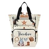 VELINTE Personalized Orange Black Western Diaper Bag Backpack, Elements Large Capacity Unisex Travel Baby Bag with Insulated Bottle Pockets & Stroller Straps, Gift for Boys Girls Mom Dad