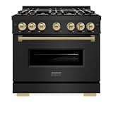 ZLINE Autograph 36 in. Black Stainless Classic Gas Range with 6 DuoPro Burners w/Bronze Accents