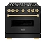 ZLINE Autograph 36 in. Black Stainless Classic Dual Fuel Range w/DuoPro Cooktop & Bronze Accents