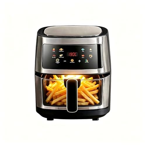 8L Large Air Fryer with Visible Window | Freidora de Aire, 10 Smart Presets, 3D Hot Air (1400W), Non-Stick, 24H Timer, Best Large Air Fryer for Family Home Use