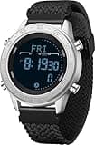 Men's Pedometer Step Counter Watch Military Compass Watches Nylon Strap Digital Sport Waterproof Tactical Wrist Watch Calories Tracker Metronome Watches Dual Time LED Stopwatch, No Bluetooth No App