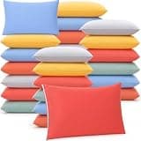 Kigley 24 Pack Mini Pillows 9.1 x 13.8'' Small Travel Soft Breathable Cotton Pillow for Travel Pet Neck Lumbar Purse Insert (Warm Colors)