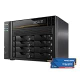 Asustor Lockerstor 8 Gen3 AS6808T with 2 x 1TB SSD (WDS100T5B0E), 8 Bay NAS Network Storage, AMD Ryzen Quad-Core 2.3 GHz, 16GB RAM ECC DDR5, 4 M.2 NVMe Slots, Dual 5GbE & Dual 10GbE Port