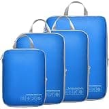 Cambond Compression Packing Cubes for Travel - 4 Pack Expandable Luggage Packing Organizers Travel Essentials Accessories Bags Compression Cubes Space Saver for Carry on Suitcases, Blue