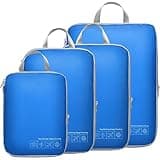 Cambond Compression Packing Cubes for Travel - 4 Pack Expandable Luggage Packing Organizers Travel Essentials Accessories Bags Compression Cubes Space Saver for Carry on Suitcases, Blue