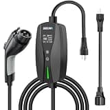 Level 1/2 EV Charger, 16Amp Adjustable Current Electric Car Charger NEMA 5-15 Plug/NEMA 6-20 Adapter, Timing Delay & LED Display 25FT Cable Portable EV Charging Station for J1772 BEVs/PHEVs 110V-240V