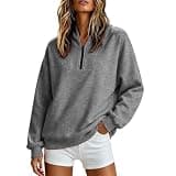 Beessbest Sweatshirt for Women Quarter Zip Turtleneck Pullover Gray