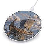 Old Viking Boat Wireless Charger 10W Portable Fast Wireless Charging Pad Compatible with Phone Slim Charging Station Lightweight Charger Mat Charging Block for Travel Home Office