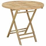 Modern Foldable Bamboo Garden Table, Natural Brown Finish, 31.50 x 27.56 in, Indoor Outdoor Use, Easy Assembly