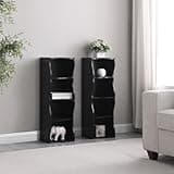 SLHZENJY Adjustable Shelf Bookshelf with Wavy Border, Ultra-Thin Narrow Bookcase for Home Office, Tall Display Shelf for Small Spaces, 8-Layer Storage Unit in Black