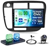 Rimoody 9 Inch Car Stereo for Honda Civic 1996-2001, Wireless CarPlay Android Auto MP5 Player with IPS Touchscreen Bluetooth FM/RDS DSP Vi-Link You-Tube Mirror Link, Backup Camera SWC