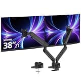SIIG Dual Monitor Mount for 17 to 38 Inch Screens, Heavy Duty Mechanical Spring Monitor Arm, Top-Side C-Clamp Installation, Full Motion Desk Stand Supports Flat & Curved Ultrawide Up to 26.4 lbs