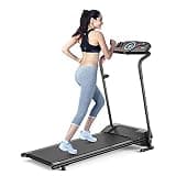 GYMAX Folding Treadmill, Electric Motorized Running Machine with 12 Preset Programs & LCD Monitor, Compact Home Gym Running Treadmill for Small Space, Cardio Training Fitness Equipment