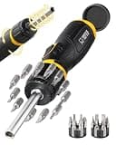 TGFTGF 13 IN 1 Magnetic Ratcheting Screwdriver, 5X Speed Drive, 12PCS Bits Included,Torx PH SL, Ergonomic Handle Design with Adjustable Angle, End Storage Cap, for Motorcycle,Bicycle, Home Maintenance