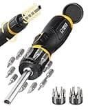 TGFTGF 13 IN 1 Magnetic Ratcheting Screwdriver, 5X Speed Drive, 12PCS Bits Included,Torx PH SL, Ergonomic Handle Design with Adjustable Angle, End Storage Cap, for Motorcycle,Bicycle, Home Maintenance