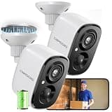 CINMOORE 2 Pack 2.5K Security Camera Wireless Outdoor, 2.4G WiFi Battery Powered Outdoor Camera, Magnetic Mount Cameras for Home Security, Color Night Vision, Spotlight, Siren Alarm, 2-Way Talk