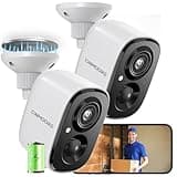 CINMOORE 2 Pack 2.5K Security Camera Wireless Outdoor, 2.4G WiFi Battery Powered Outdoor Camera, Magnetic Mount Cameras for Home Security, Color Night Vision, Spotlight, Siren Alarm, 2-Way Talk