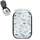 Hechitok Dragonfly Floral Protective Blood Pressure Monitor Case, Shockproof Bag Elastic Mesh Pocket for Cuff & Manual, Lightweight for Seniors on the Go